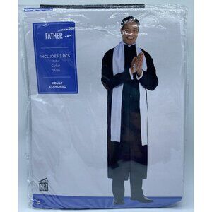 Father Priest Adult Halloween Costume Robe Collar Stole Catholic Minister Church
